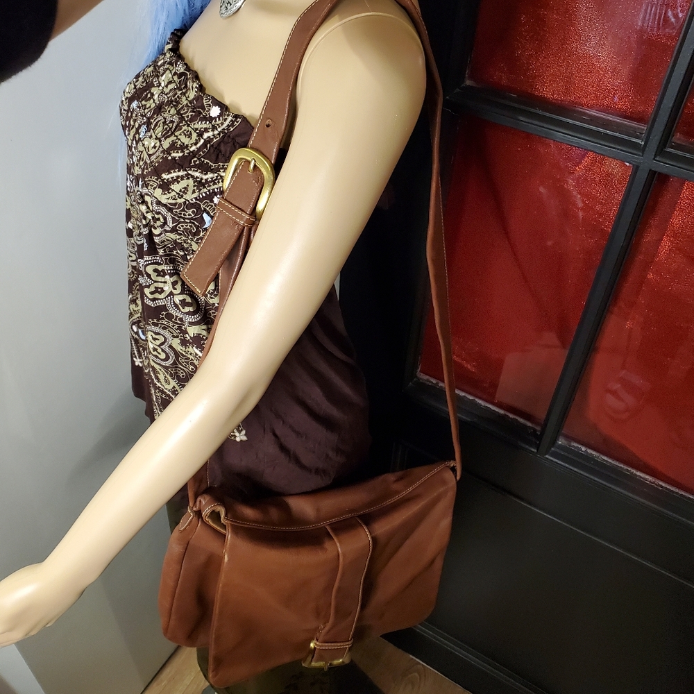 Danier Brown Leather Crossbody Bag